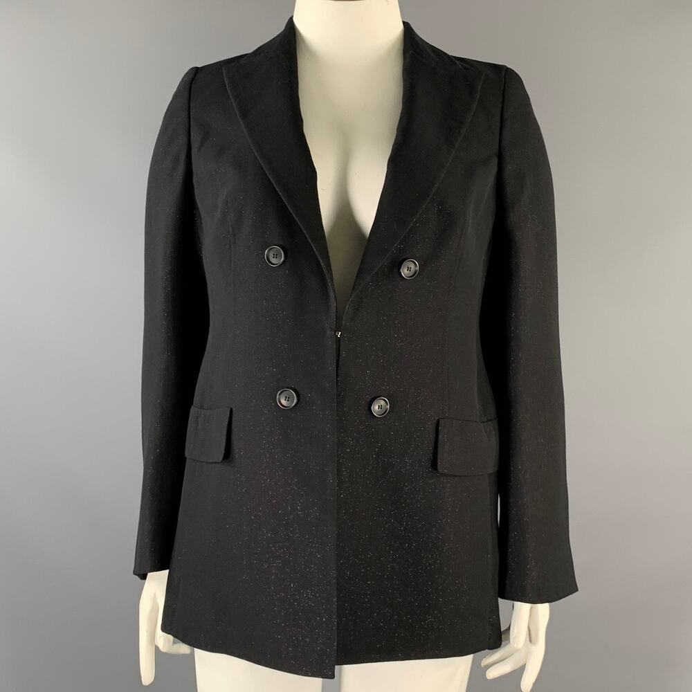 AKRIS Size 12 Black Glitter Wool  Polyester Sparkly Jacket